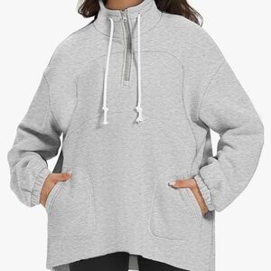 Oversized half zip fleece sweatshirt